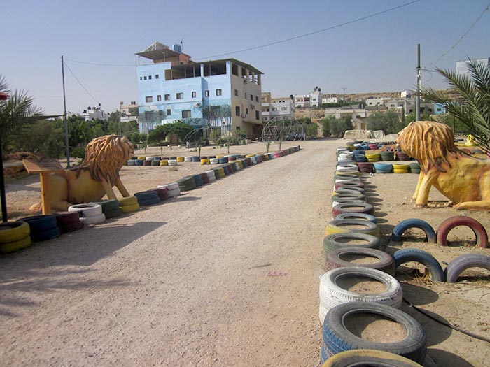 The Al Auja Eco Center serves a community meeting point for environmental education and a safe place to play for children.