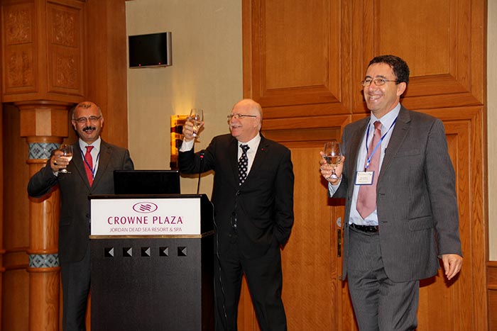 Toasting to the rehabilitation of the Jordan with clean water. 